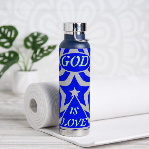 Botella De Agua Achempong Dios es el amor Estrella Azul y Gris Sta