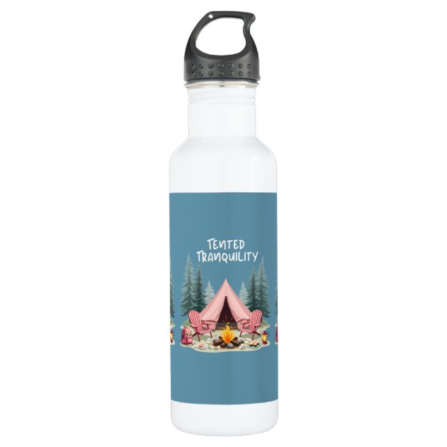 Botella De Agua Acogedor camping Tent & Campfire estético de glamo (Anverso)