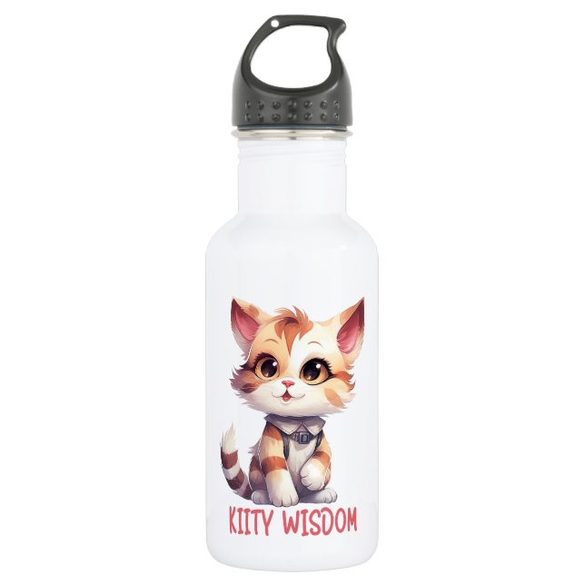 Botella De Agua Actitud de gato despreocupada - Diseño felino lúdi (Anverso)