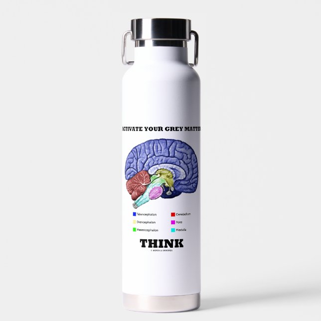 Botella De Agua Activar tu materia gris pensar cerebro anatómico (Delantero)