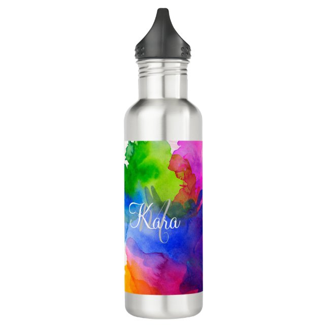 Botella De Agua Acuarela arcoiris personalizado (Izquierda)