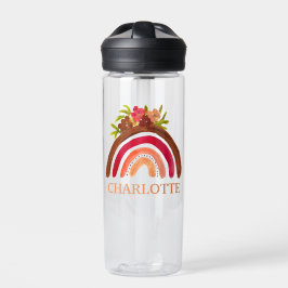 Botella De Agua Acuarela Cute Boho Pastel Floral Arcoiris Moderno