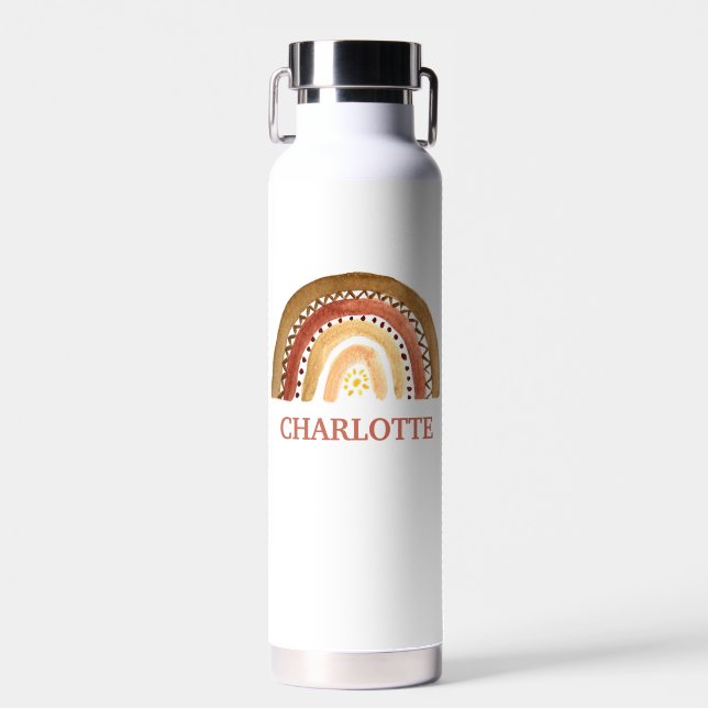 Botella De Agua Acuarela Cute Boho Pastel Niños Arcoiris Moderno (Delantero)