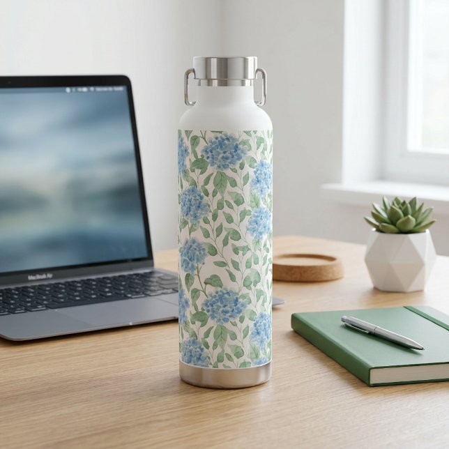 Botella De Agua Acuarela de flores silvestres verdes azules (Blue Green Wildflower Watercolor Water Bottle)