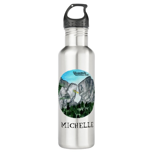 Botella De Agua Acuarela del Parque Nacional personalizado Yosemit (Anverso)