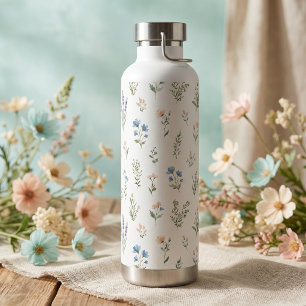 Botella De Agua Acuarela Flor Silvestre Azul Lavanda Boho Casa de