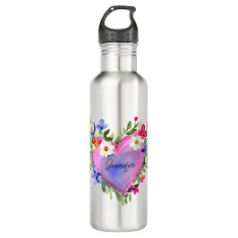 Botella De Agua Acuarela floral personalizada
