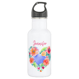 Botella De Agua Acuarela floral personalizada