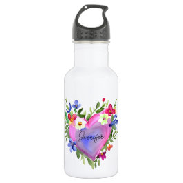 Botella De Agua Acuarela floral personalizada