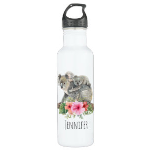Botella De Agua Acuarela Koala Bears Cuece Mamá Y Bebé