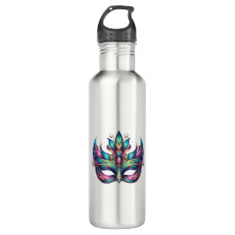 Botella De Agua acuarela Mardi Gras carnaval de máscaras