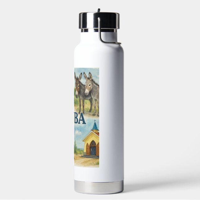 Botella De Agua Acuarela multivista de Aruba (Izquierda)