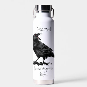 Botella De Agua Acuarela Pasiva Agresiva Raven divertido Cita Stic