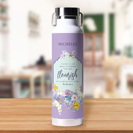 Botella De Agua Acuarela Pastel Floral Biblia Verse Personalizado