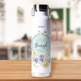 Botella De Agua Acuarela Pastel Floral Biblia Verse Personalizado