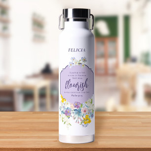 Botella De Agua Acuarela Pastel Floral Biblia Verse Personalizado