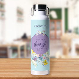 Botella De Agua Acuarela Primavera Flores Biblia Verse Personaliza
