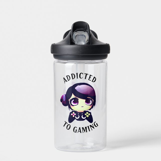Botella De Agua Adicto personalizado a juego de Chica Kawaii (Delante)