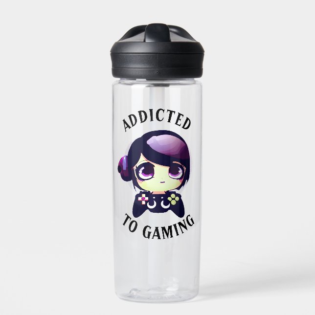 Botella De Agua Adicto personalizado a juego de Chica Kawaii (Delante)