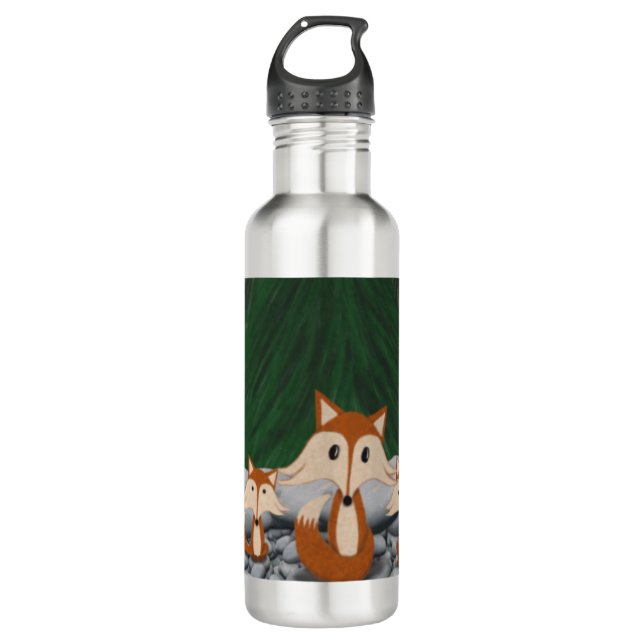 Botella De Agua Adorable familia Fox (Anverso)