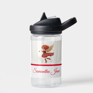 Botella De Agua Adorable Hada Roja Alas Doradas Arte Fantasía