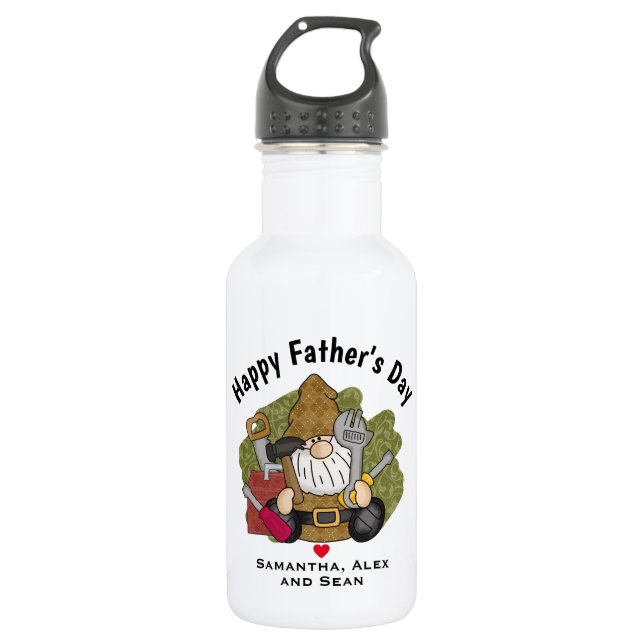 Botella De Agua Adorable Handyman & Carpenter Garden Gnome (Anverso)