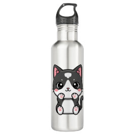 Botella De Agua Adorable Kawaii Tabby Kitten Illustration