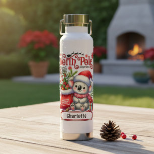 Botella De Agua Adorable Koala Navidad Nombre Personalizado