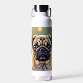 Botella De Agua Adorable Pug de cerca | Perro personalizado lindo