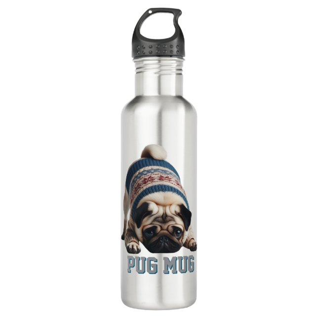 Botella De Agua Adorable Pug - ¡Qué taza! (Anverso)