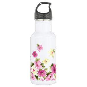 Botella De Agua Adorables Flores De Niña De Colores Brillantes En