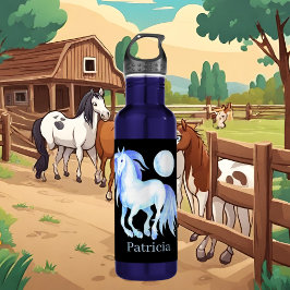 Botella De Agua adoradores de caballos lindos añaden nombre