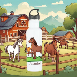 Botella De Agua adoradores de caballos lindos añaden nombre