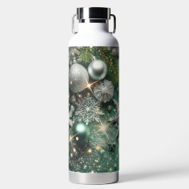 BOTELLA DE AGUA ADORNOS DE NAVIDAD VERDES BLANCOS Y PLATA PARA FIE