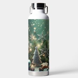 BOTELLA DE AGUA ADORNOS DE NAVIDAD VERDES BLANCOS Y PLATA PARA FIE