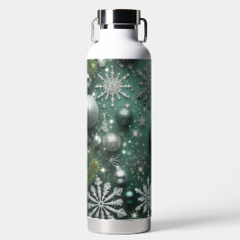 BOTELLA DE AGUA ADORNOS NAVIDEÑOS VERDES BLANCOS PLATA FIESTAS