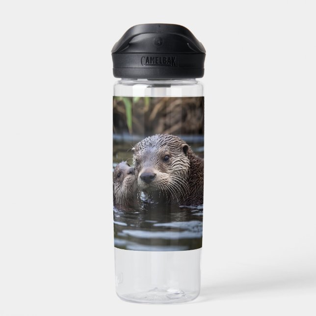 Botella De Agua **"Adrift in Love: Mummy and Baby Otter"** (Atrás)
