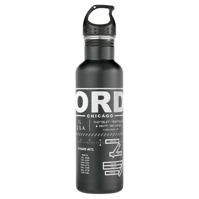 Botella De Agua Aeropuerto Internacional O'Hare de Chicago (Anverso)
