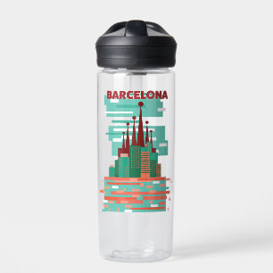 Botella De Agua Afiche de Barcelona retro Travel
