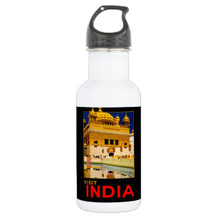 Botella De Agua Afiche de viaje de India arte indio vintage