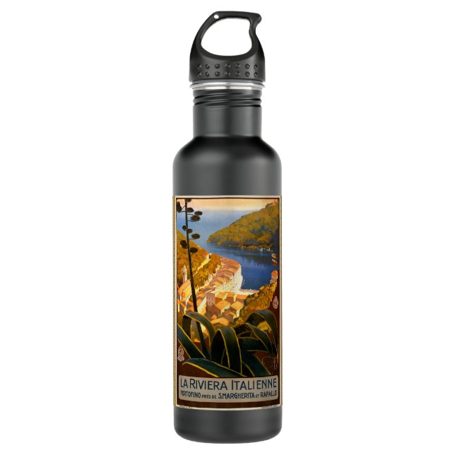 Botella De Agua Afiche de viaje de la Riviera Italiana Europa Ital (Anverso)