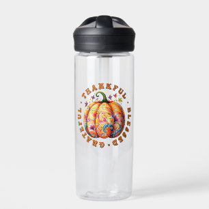 Botella De Agua Afortunada, bendecida calabaza floral