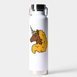 Botella De Agua Afro Unicornio amarillo