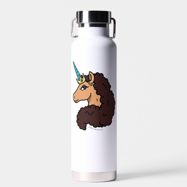 Botella De Agua Afro Unicornio | Divino (Delantero)