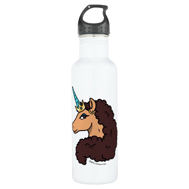 Botella De Agua Afro Unicornio | Divino (Anverso)