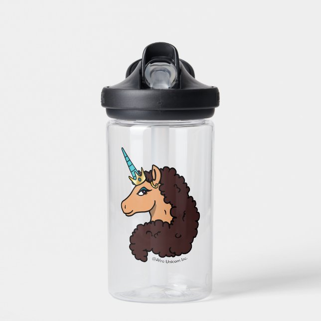 Botella De Agua Afro Unicornio | Divino (Delante)