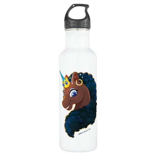 Botella De Agua Afro Unicornio | Magico (Anverso)
