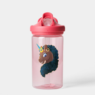 Botella De Agua Afro Unicornio   Magico