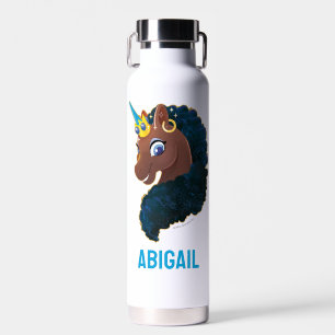 Botella De Agua Afro Unicornio   Magico