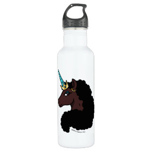 Botella De Agua Afro Unicornio   Magico